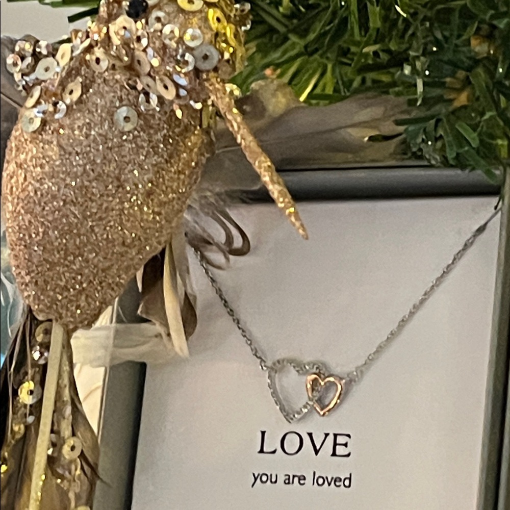 14K Diamond Sterling Silver Love 💕 Hearts Necklace NWT - Picture 6 of 10